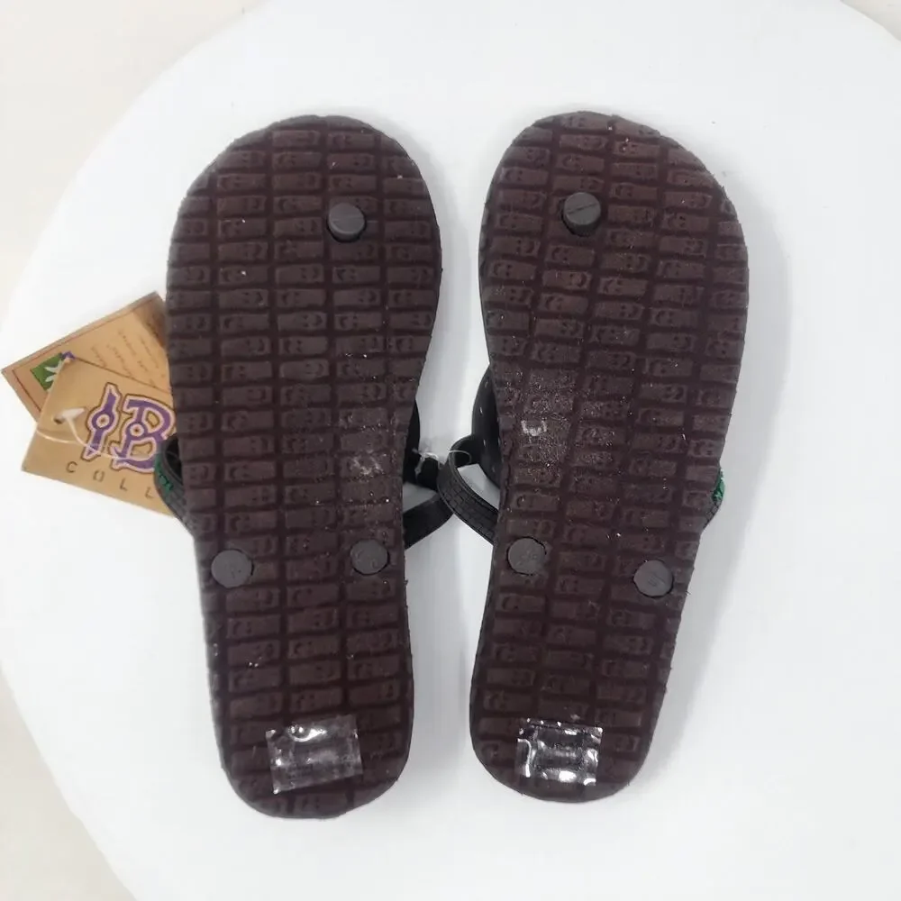 Sanuk Ibiza St. Tropez Flip-Flop Sandals Women 8 Brown Gold Bead Circle 034630